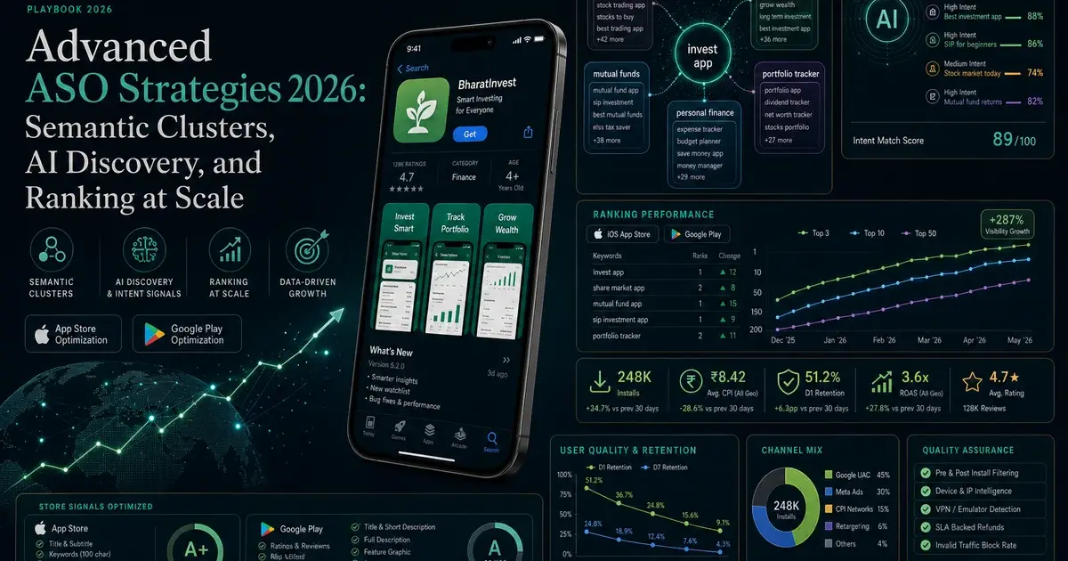 Advanced ASO Strategies 2026: Semantic Clusters, AI Discovery, and Ranking at Scale