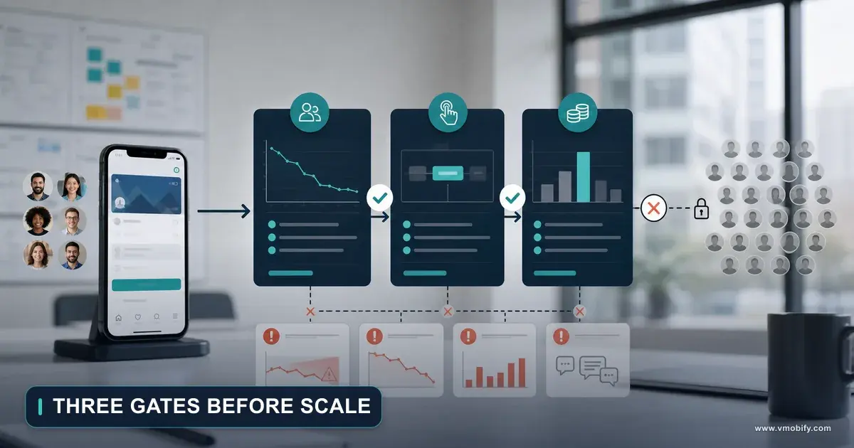 App Soft Launch Strategy: Test Markets, Metrics and Go/No-Go Gates — illustration