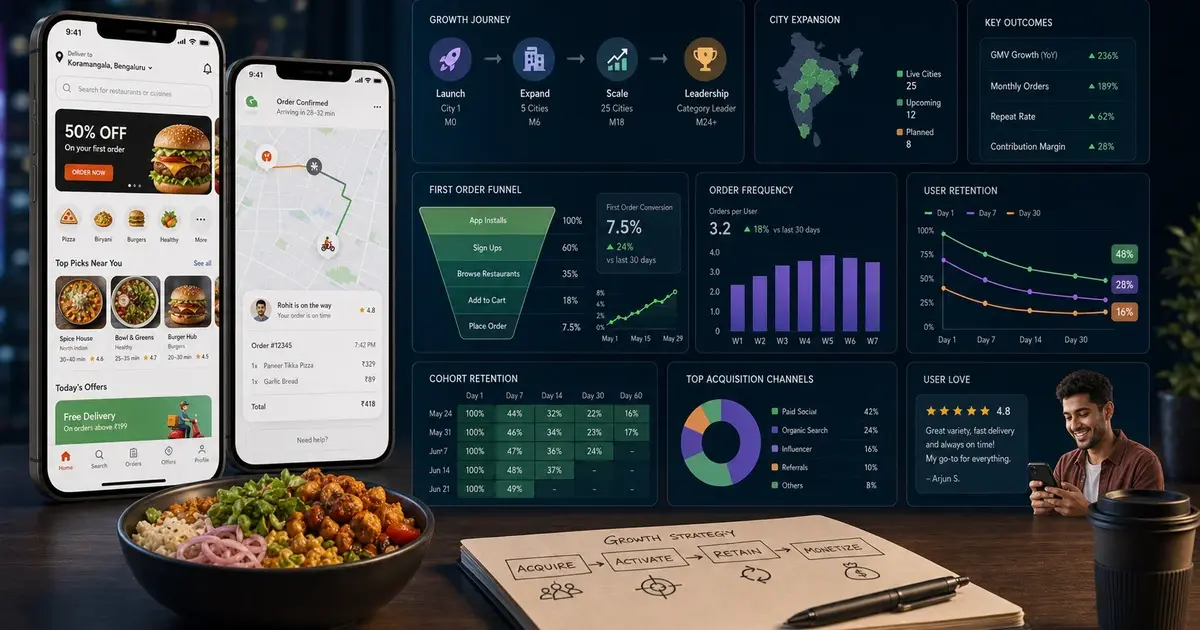 Food Delivery App Marketing: From Launch to Category Leader — illustration