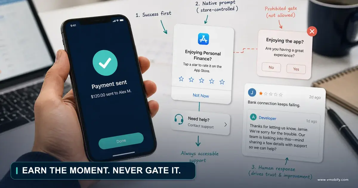 How to Get More App Ratings and Reviews Without Breaking Policy — illustration