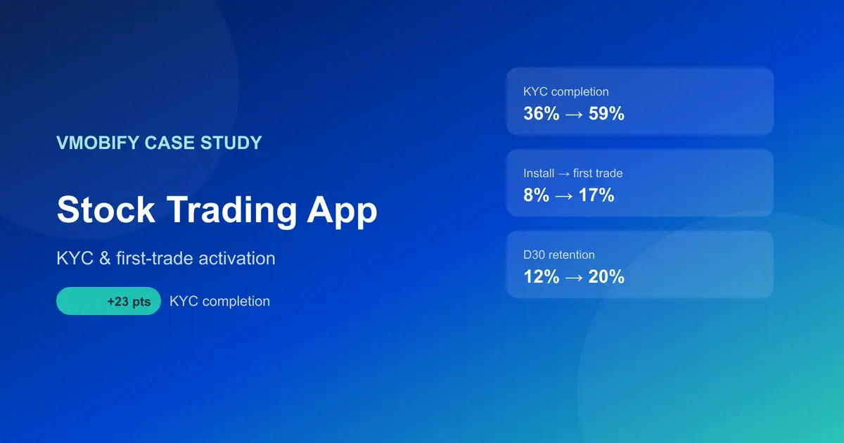 Stock Trading App Activation: KYC 36% to 59%, First Trade Doubled — illustration