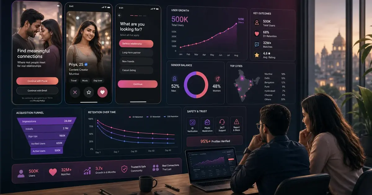 Dating App Marketing: How We Scaled a Dating App to 500K Users in India