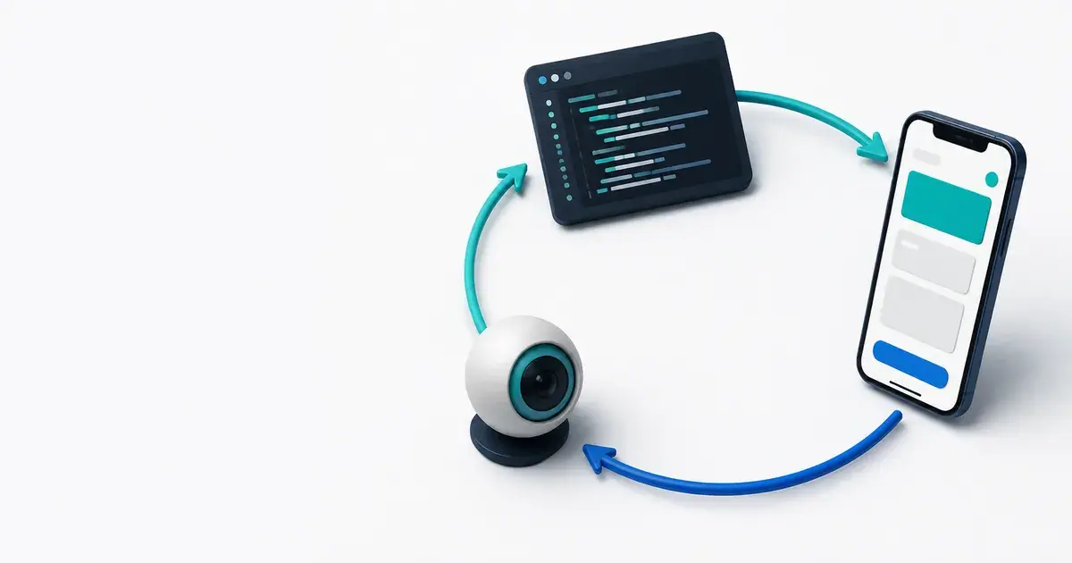 A closed loop from code change to running device and back, replacing a one-way handoff