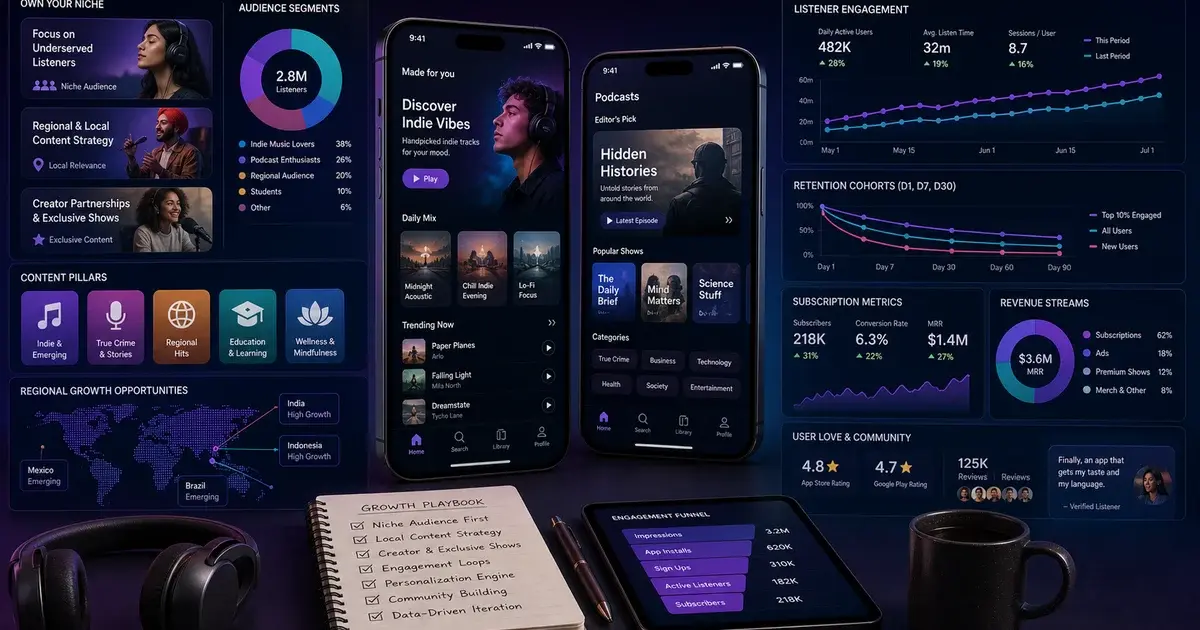 Music and Podcast App Marketing: Beating Spotify in Your Niche — illustration
