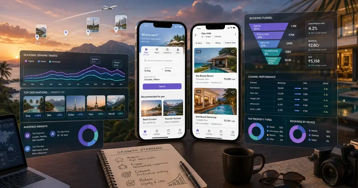 Travel and Hotel App Marketing in 2026 — illustration