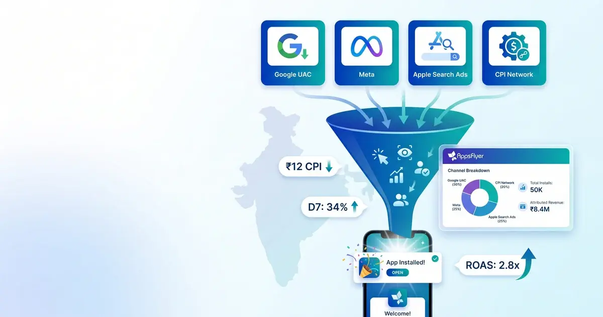 Illustration of mobile user acquisition planning for India