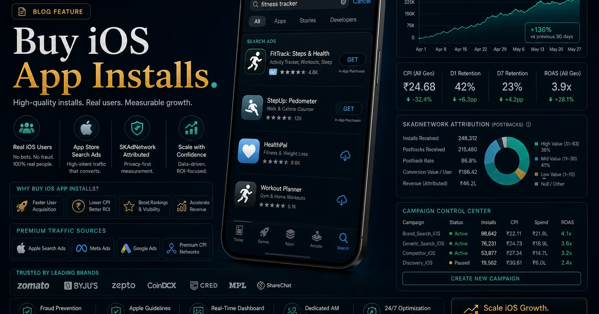 Buy iOS App Installs: Every Channel, Real Pricing, Zero Bans — illustration