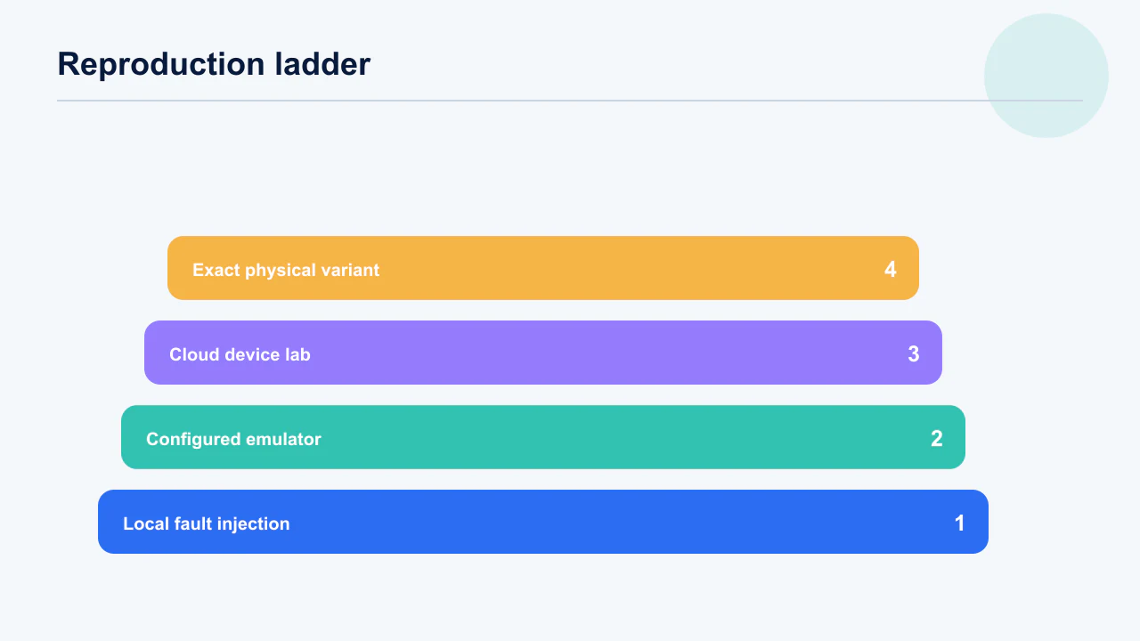 Android incident containment decision tree for rollout halt, feature flag, device exclusion or hotfix