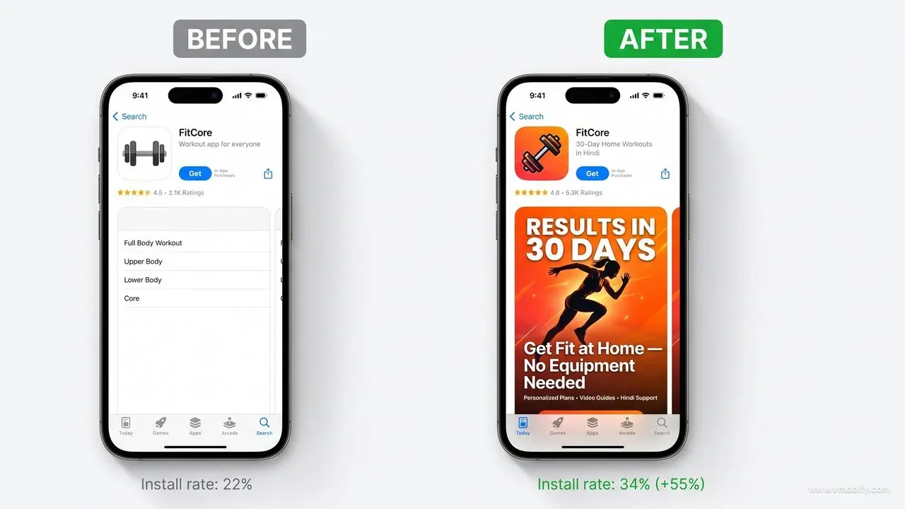 Quick ASO wins — first screenshot, subtitle, icon refresh — deliver visible install lift within 24 hours.