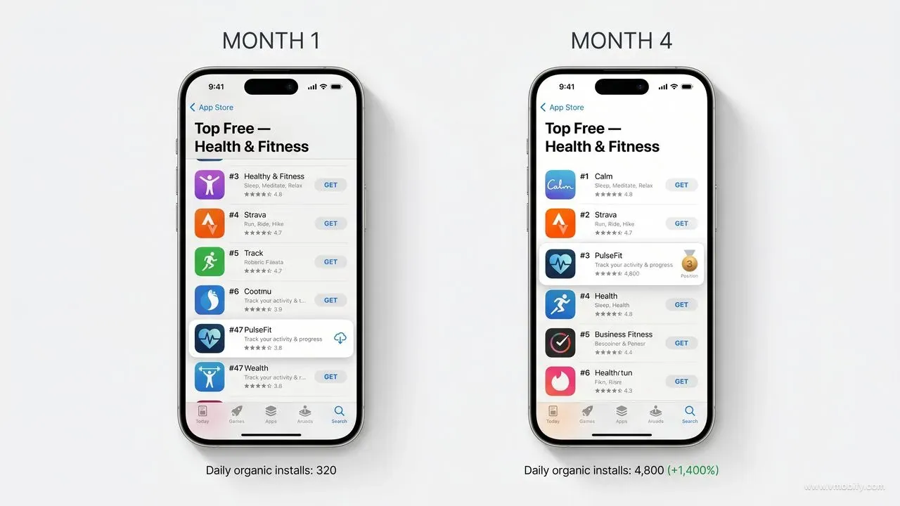 A well-fit sub-category can take an app from rank #47 to #3 with the right velocity engine.