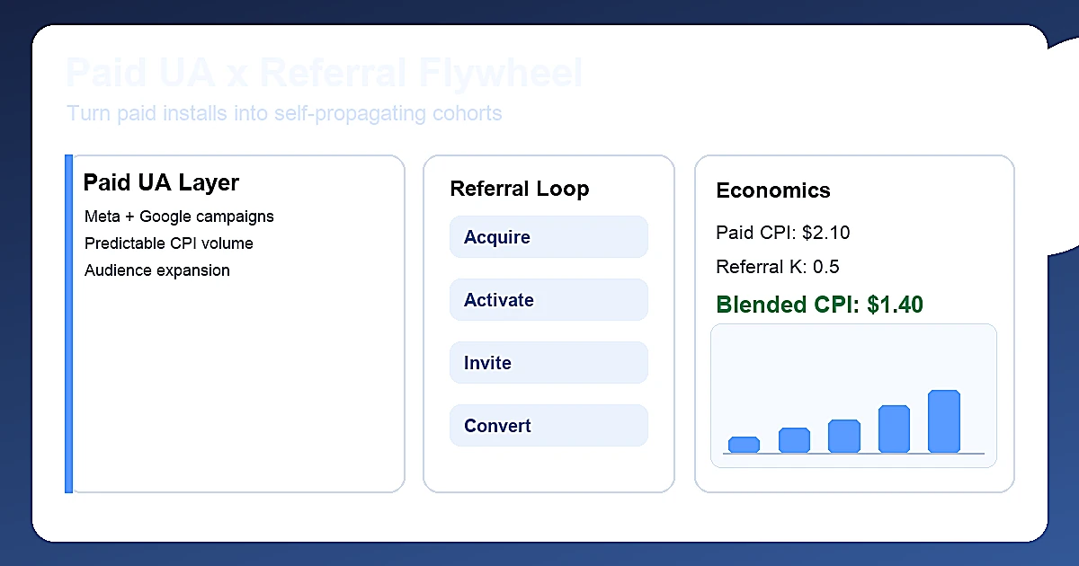 Every paid install becomes a referral seed — integrating UA and referral into one compounding loop is where the economic advantage is created.