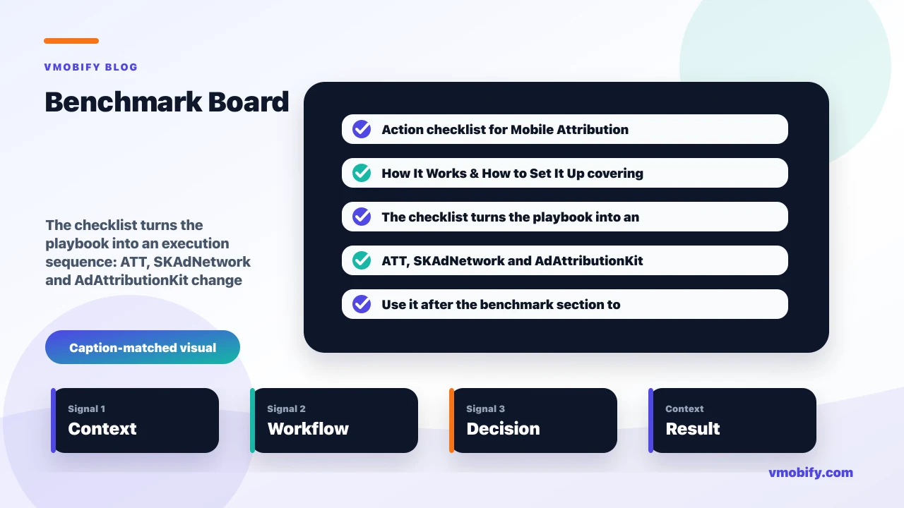 Action checklist for Mobile Attribution Explained: How It Works & How to Set It Up covering ATT, SKAdNetwork and AdAttributionKit change attribution, you prevent and detect mobile attribution fraud, you set up mobile attribution correctly.