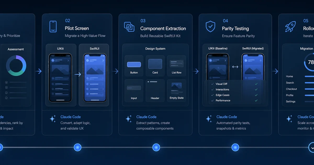 The 30-minute migration prompt structure — target environment, state architecture, navigation, constraints, and deliverable sections